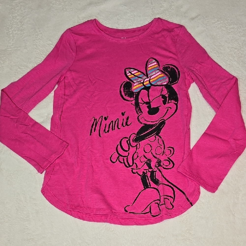 🎁Disney Jumping Beans Minnie Mouse Fuchsia Long Sleeve Tee Size 8